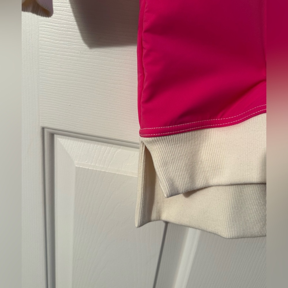 ANTHROPOLOGIE XXS Daily Practice PREPPY Color Block Twofer Mini Dress Pink White - Picture 11 of 16